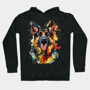 German Shepherd Watercolor Pop Art for Dog Lover Hoodie